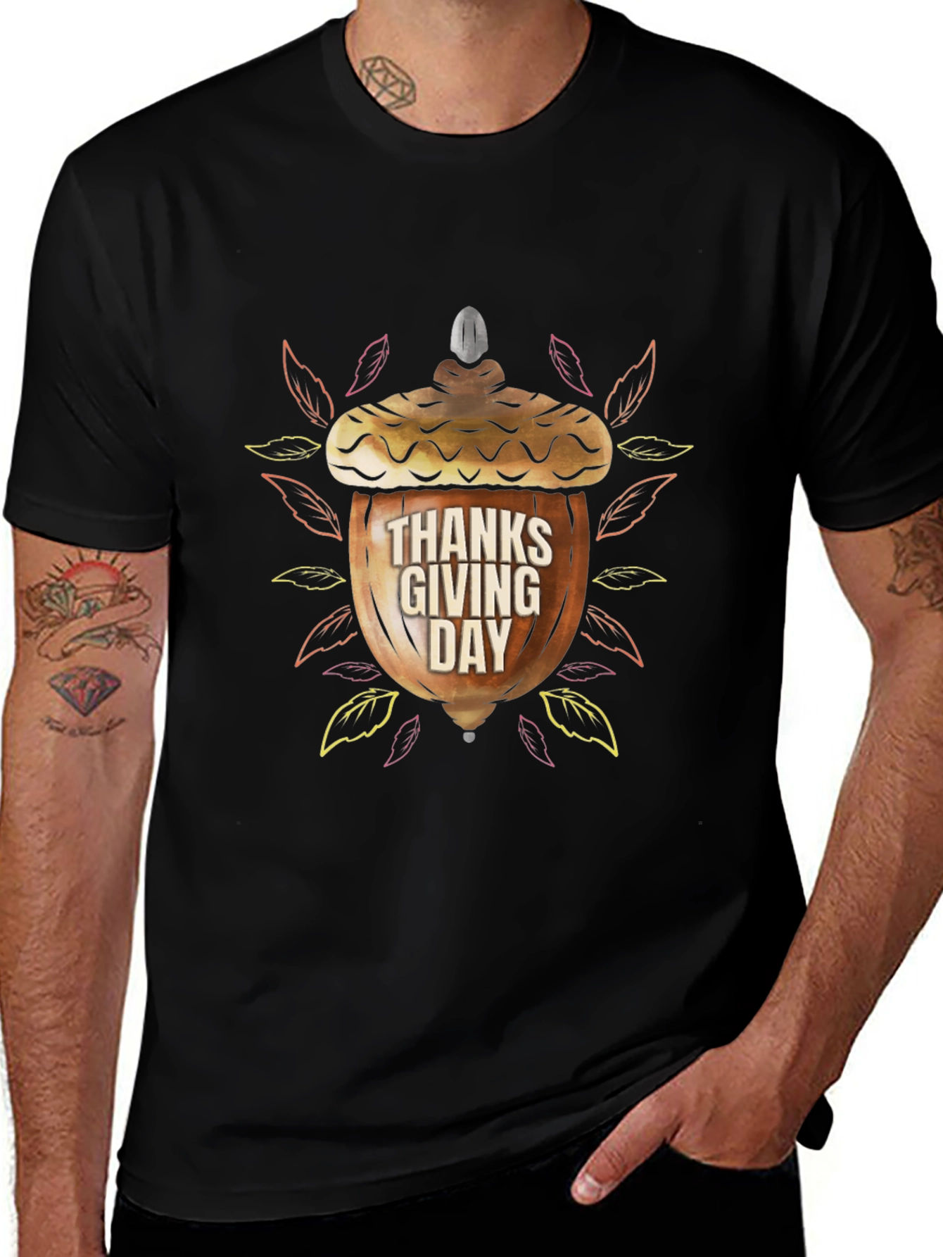 Thanksgiving Acorn Graphic T-Shirt