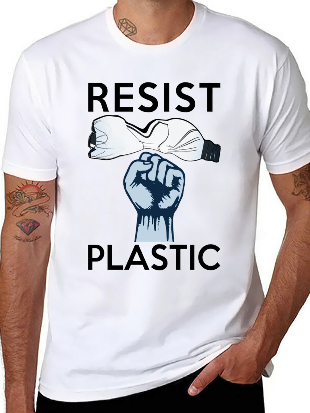 Resist Plastic Graphic Tee - Eco-Friendly Statement