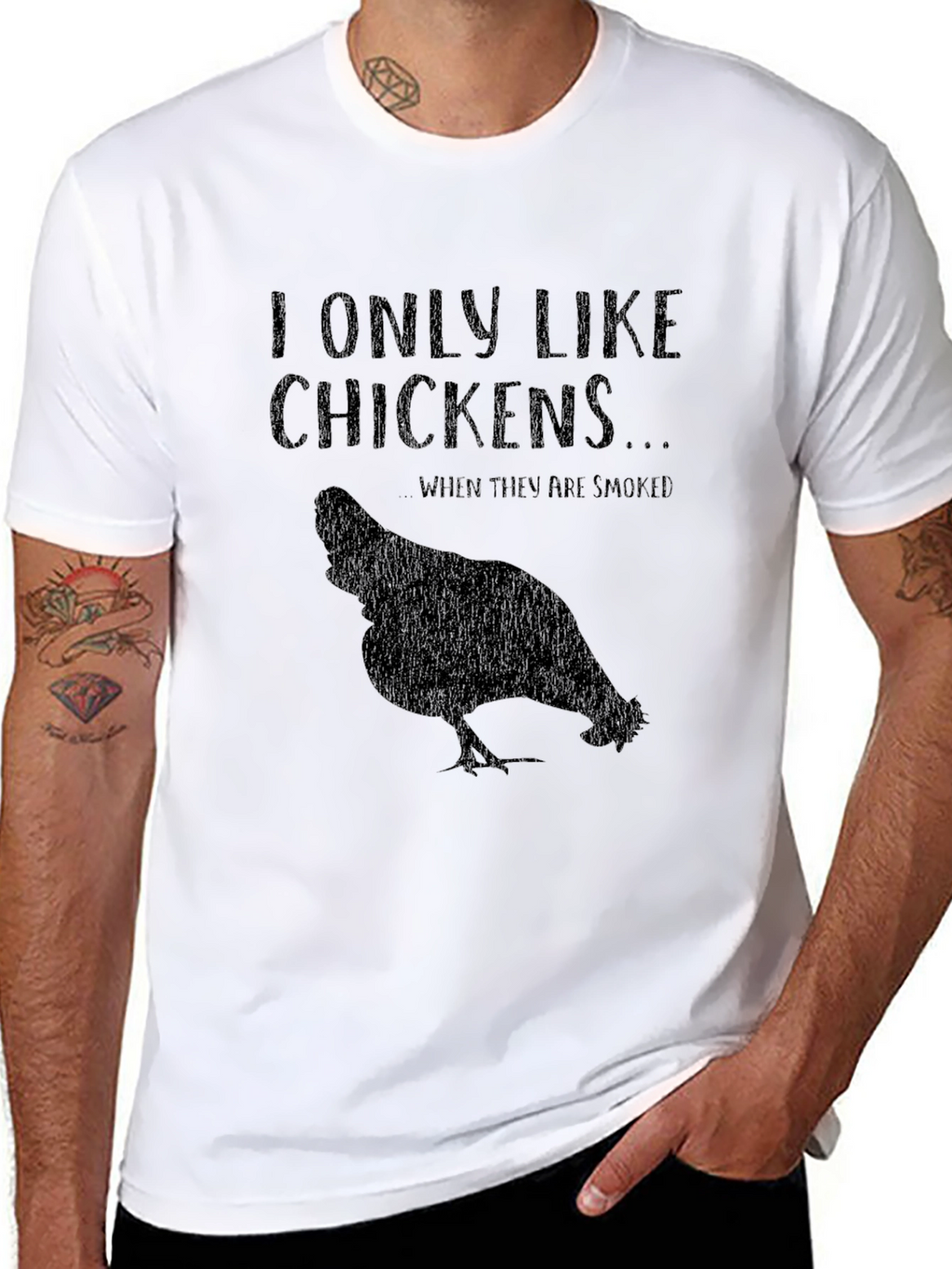 I Only Like Chickens Smoked Black T-Shirt
