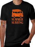 Summer Surfing Black T-Shirt