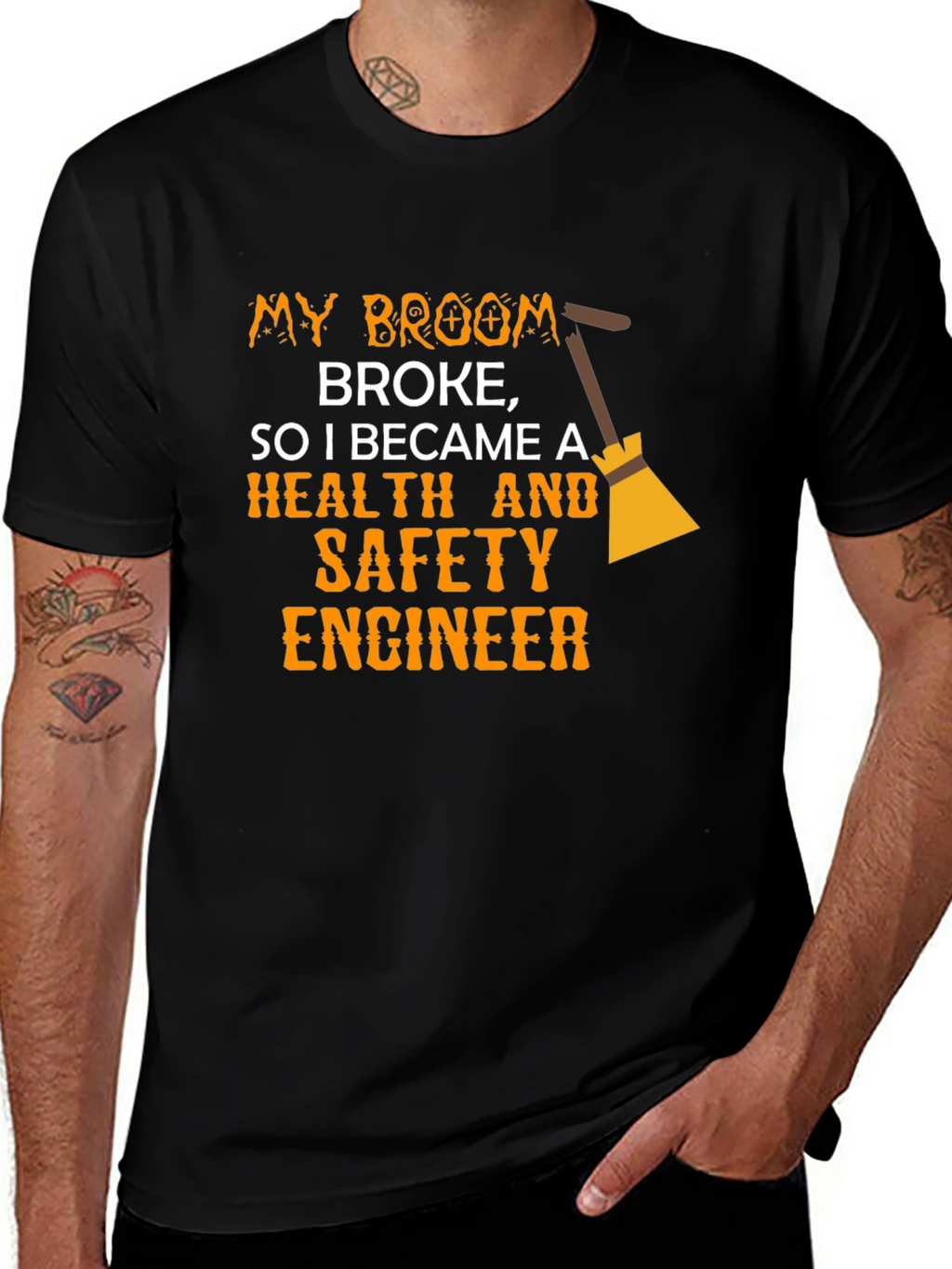 Funny Health & Safety Engineer T-Shirt - Broken Broom