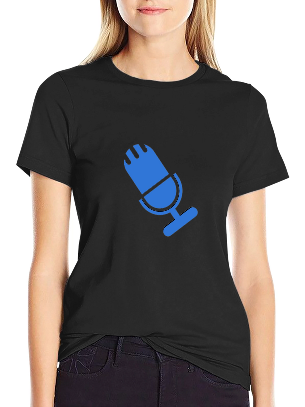 Blue Microphone Graphic Black T-Shirt