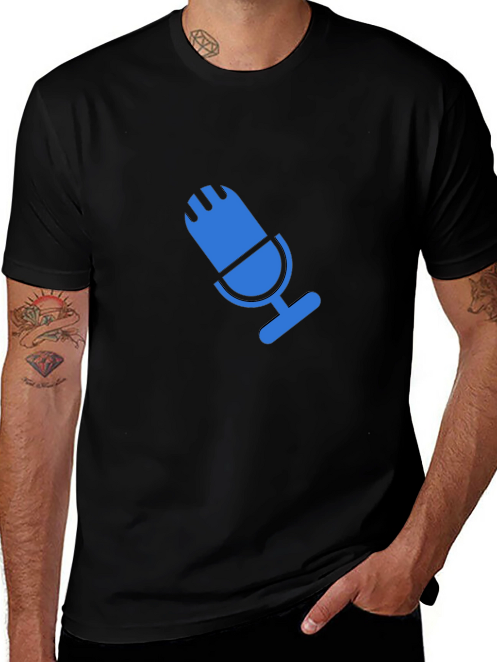 Blue Microphone Graphic Black T-Shirt