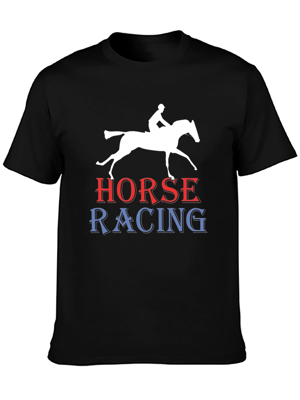 Horse Racing Graphic Tee - Black Cotton T-Shirt