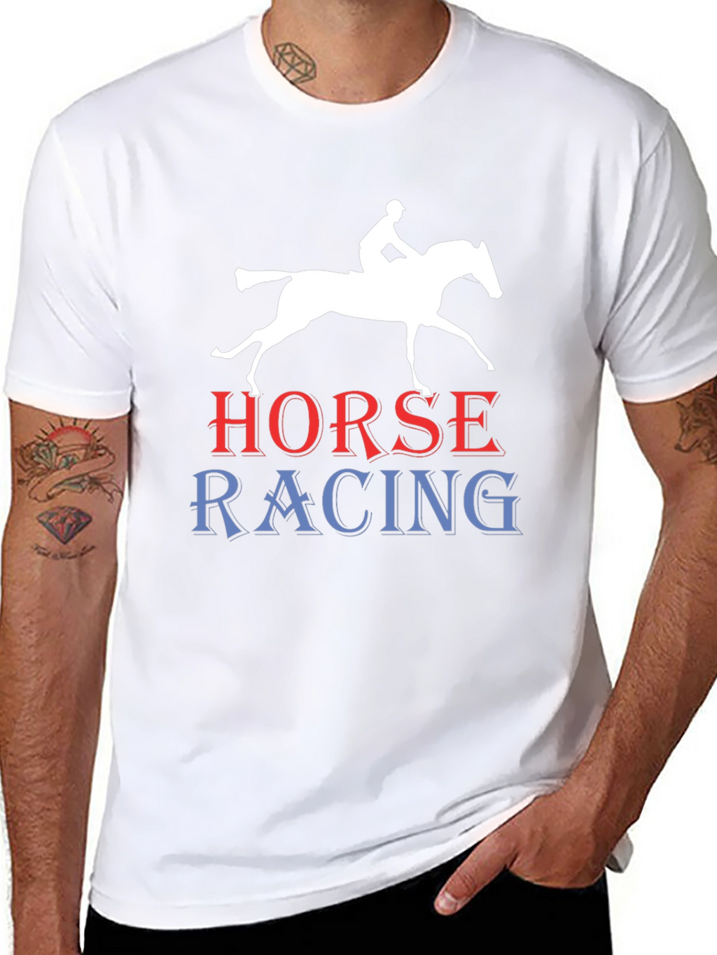Horse Racing Graphic Tee - Black Cotton T-Shirt