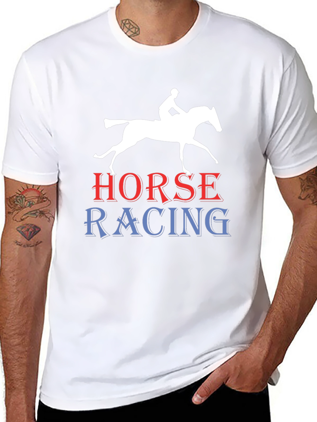 Horse Racing Graphic Tee - Black Cotton T-Shirt