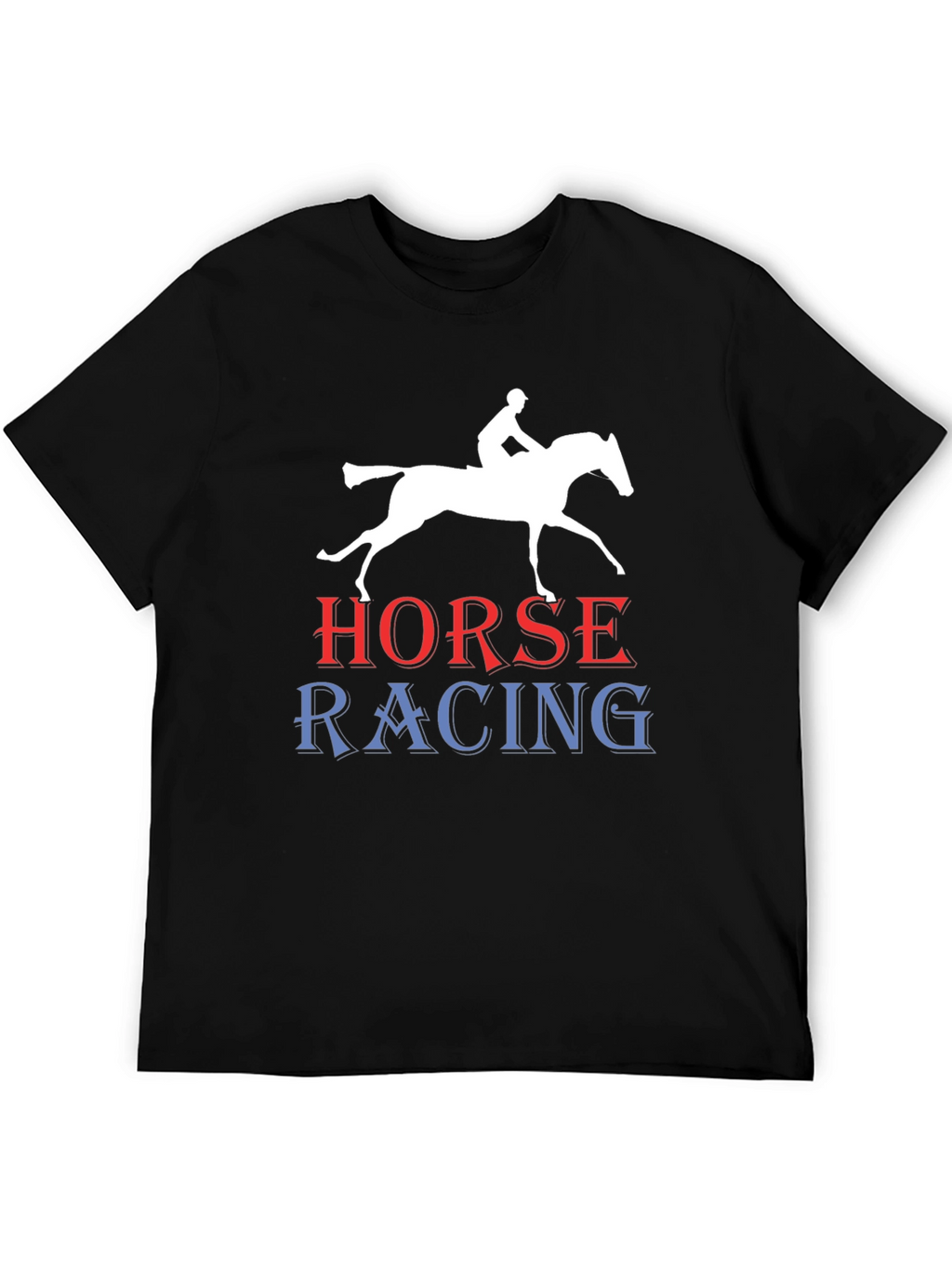 Horse Racing Graphic Tee - Black Cotton T-Shirt