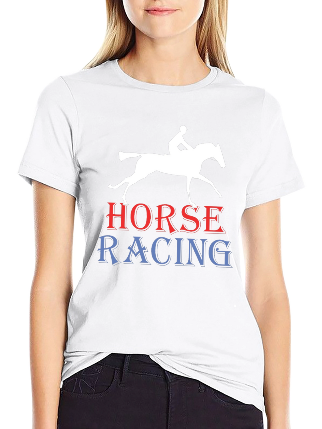 Horse Racing Graphic Tee - Black Cotton T-Shirt