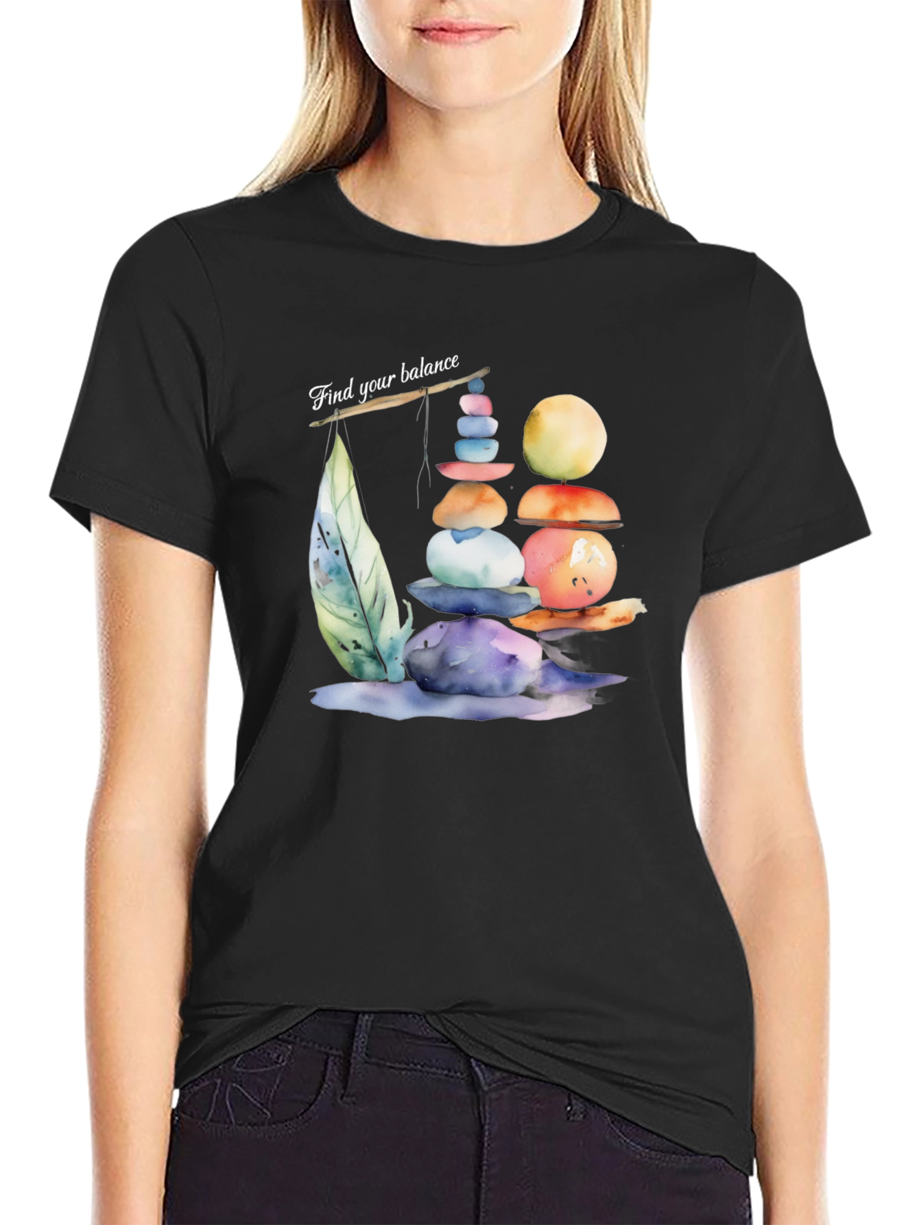 Balance Stone Graphic Tee - Find Your Zen