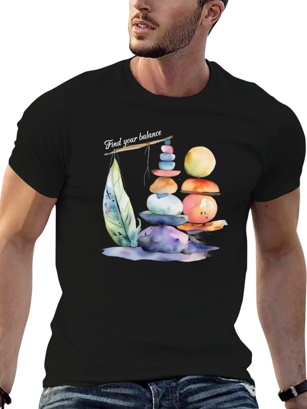 Balance Stone Graphic Tee - Find Your Zen