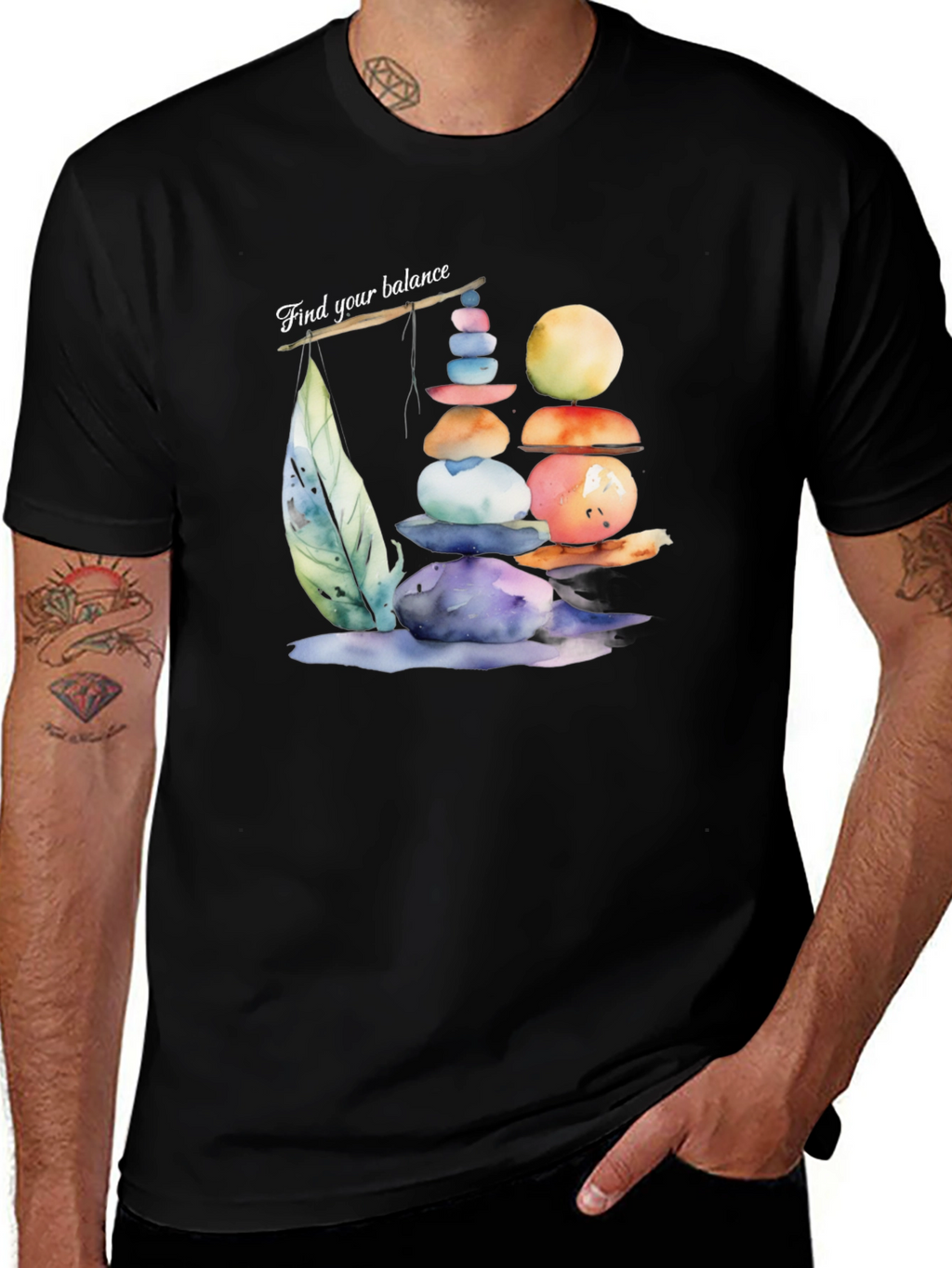 Balance Stone Graphic Tee - Find Your Zen