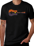 Guitar Nature Scene Black T-Shirt