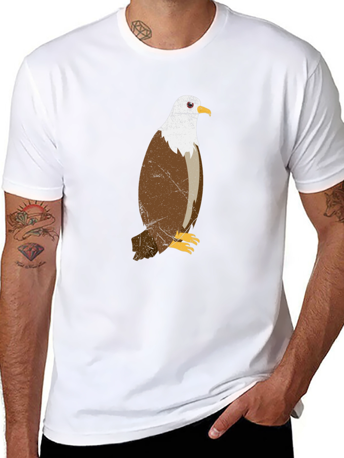 Eagle Graphic Print Mens Black T-Shirt