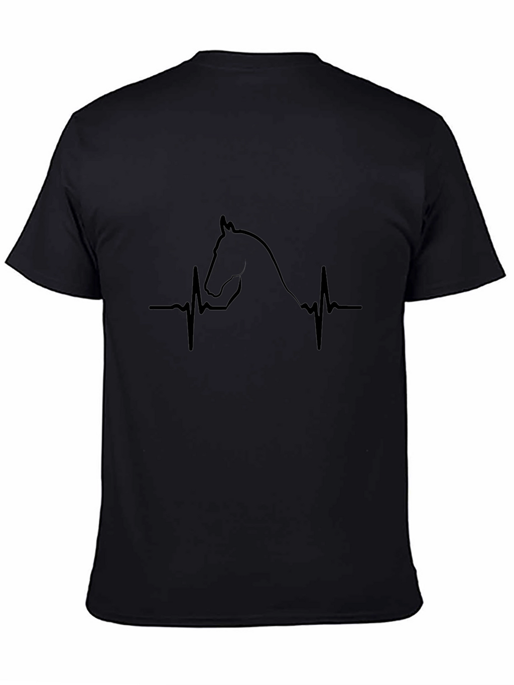 Horse Heartbeat Graphic Tee - Black Cotton T-Shirt