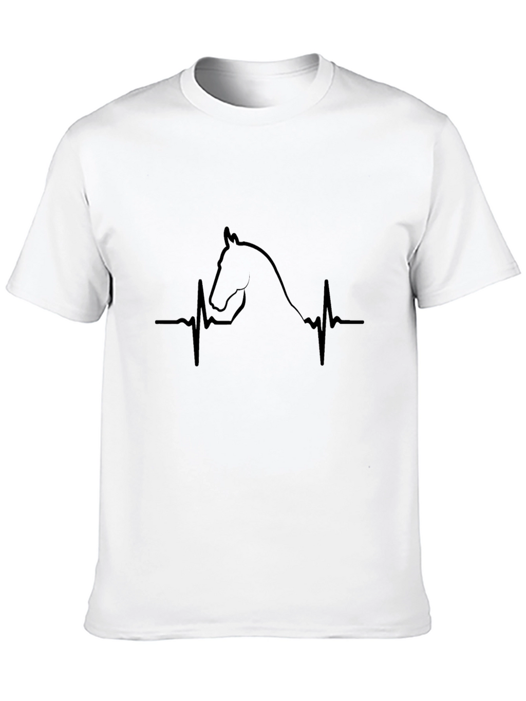 Horse Heartbeat Graphic Tee - Black Cotton T-Shirt