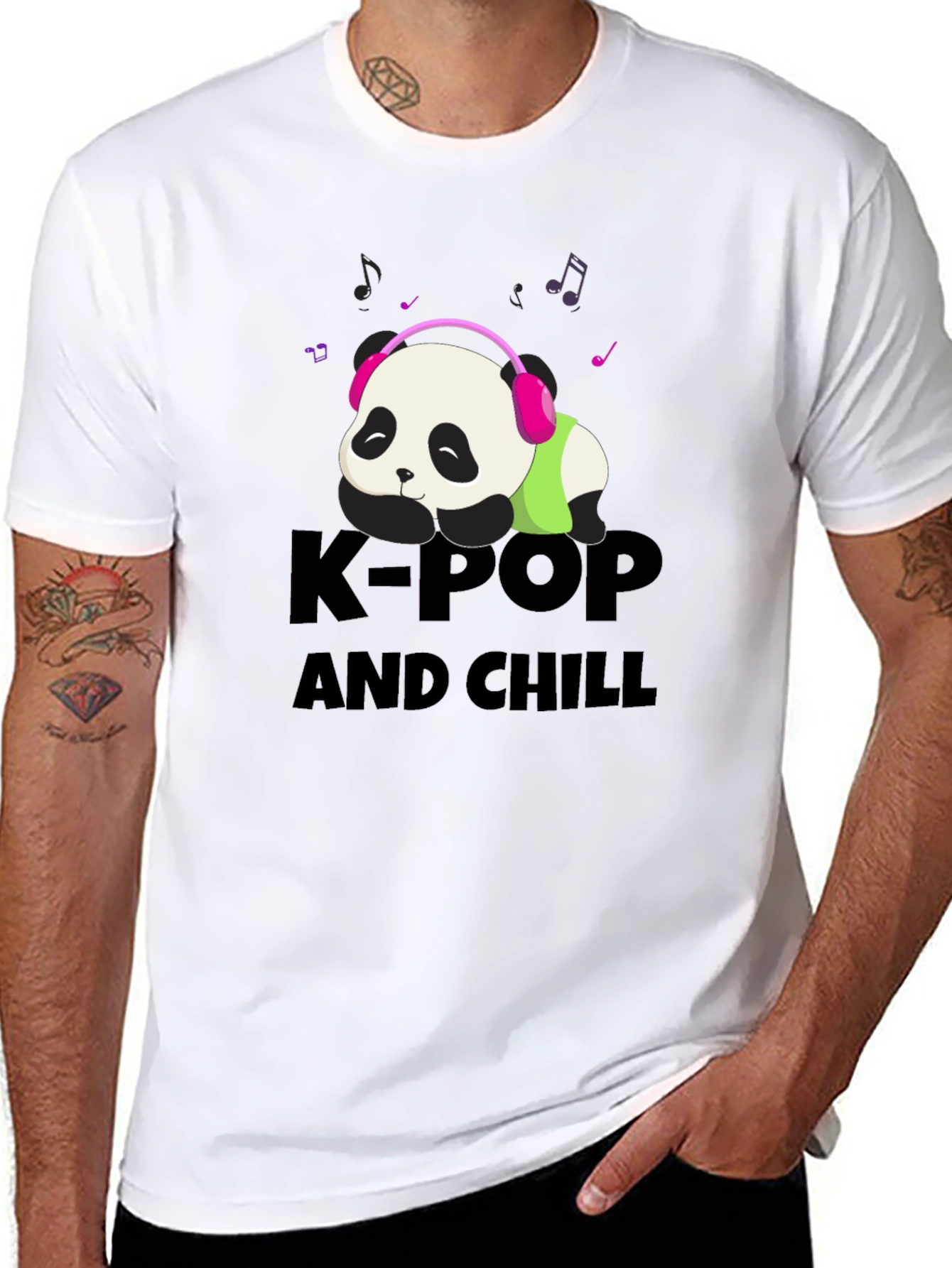 K-Pop and Chill Panda Tee - Black