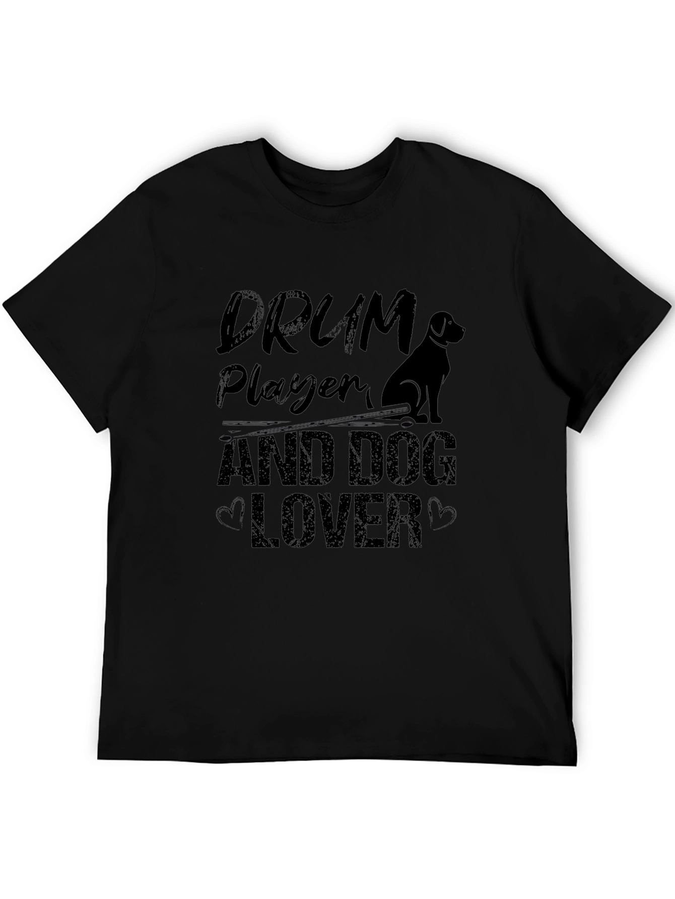 Drum Player & Dog Lover Black Graphic Tee