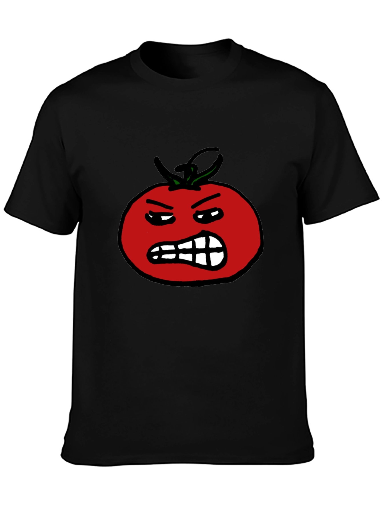 Angry Tomato Graphic Tee - Bold & Funny Black T-Shirt