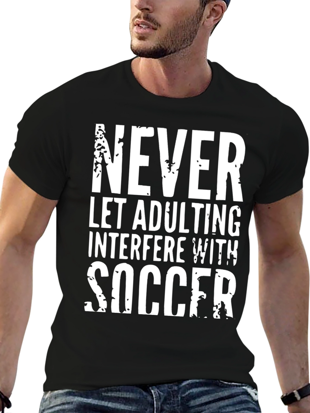 Funny Soccer T-Shirt - Never Let Adulting Interfere