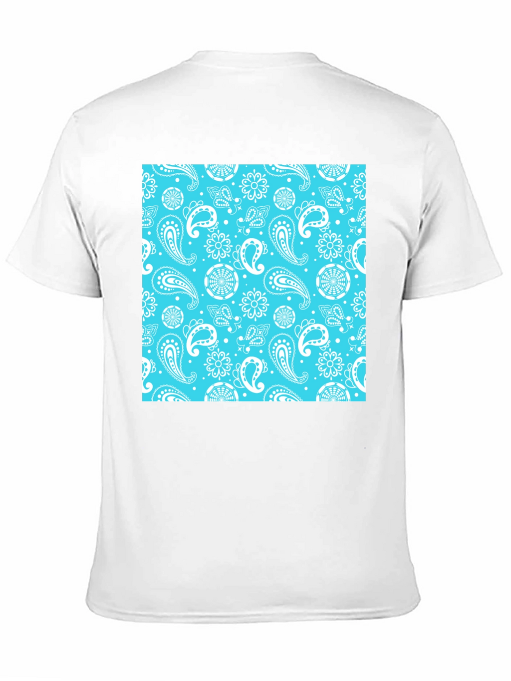 Black Tee with Blue Bandana Print