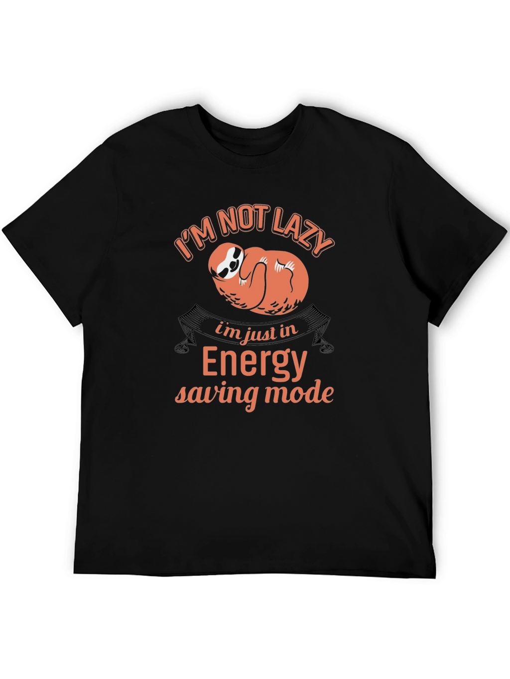 Funny Sloth Energy Saving Mode Black T-Shirt