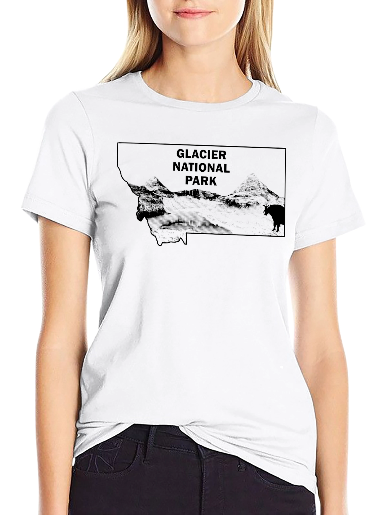 Glacier National Park Black Graphic Tee