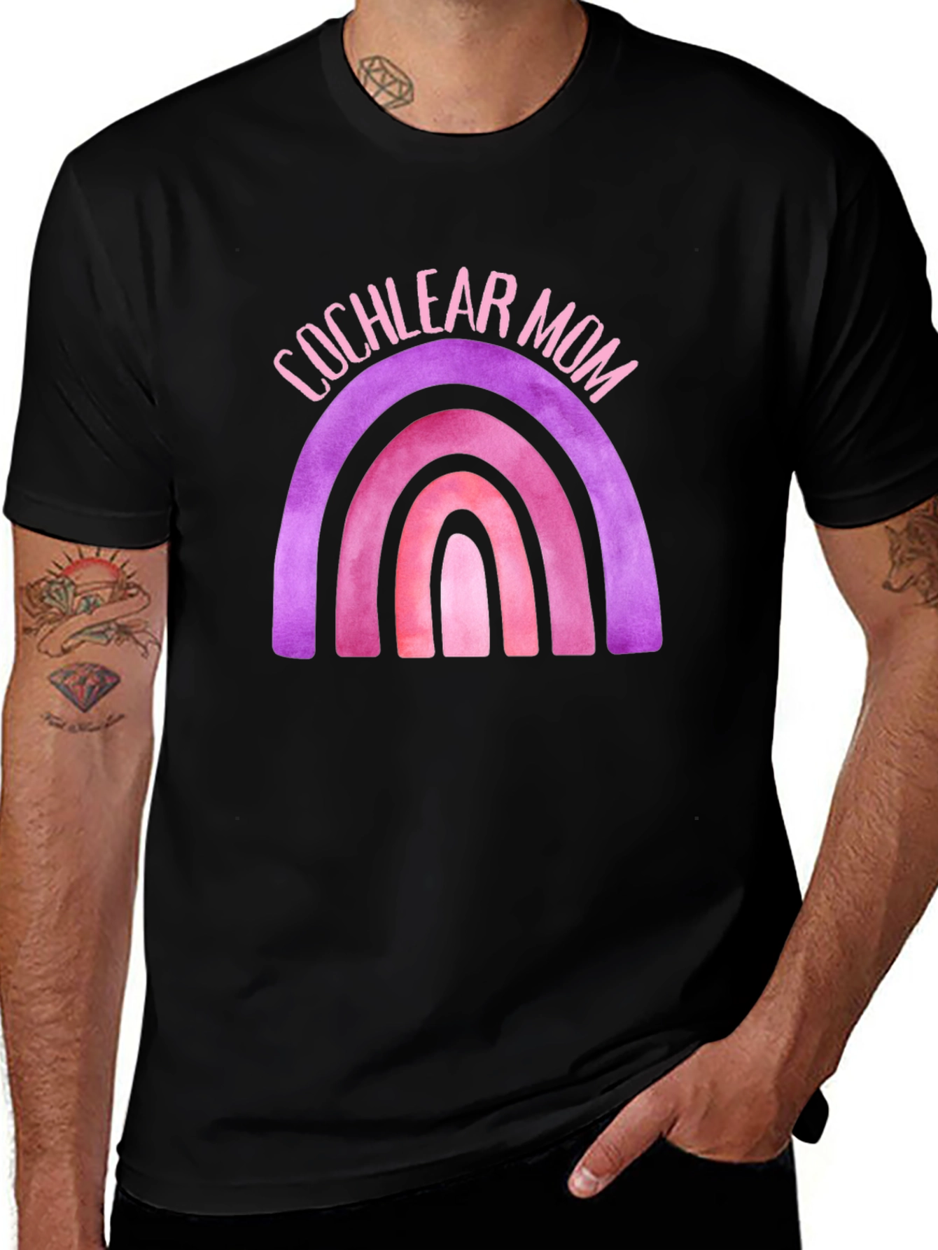 Cochlear Mom Rainbow Graphic Tee