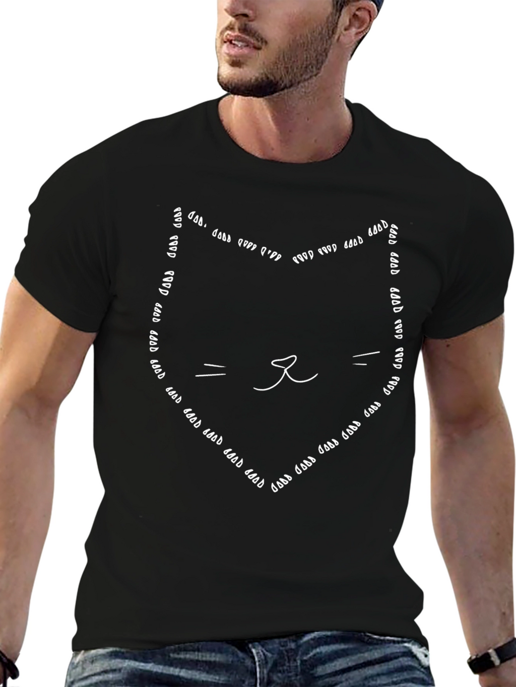 Cool Cat Paw Print Outline T-Shirt