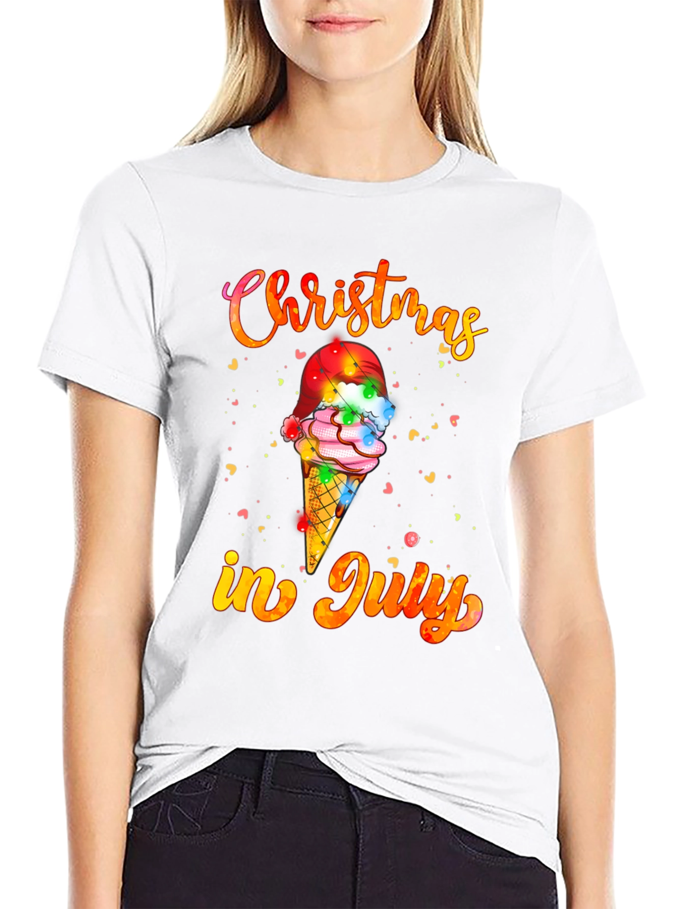 Christmas in July T-Shirt Ice Cream Santa Hat