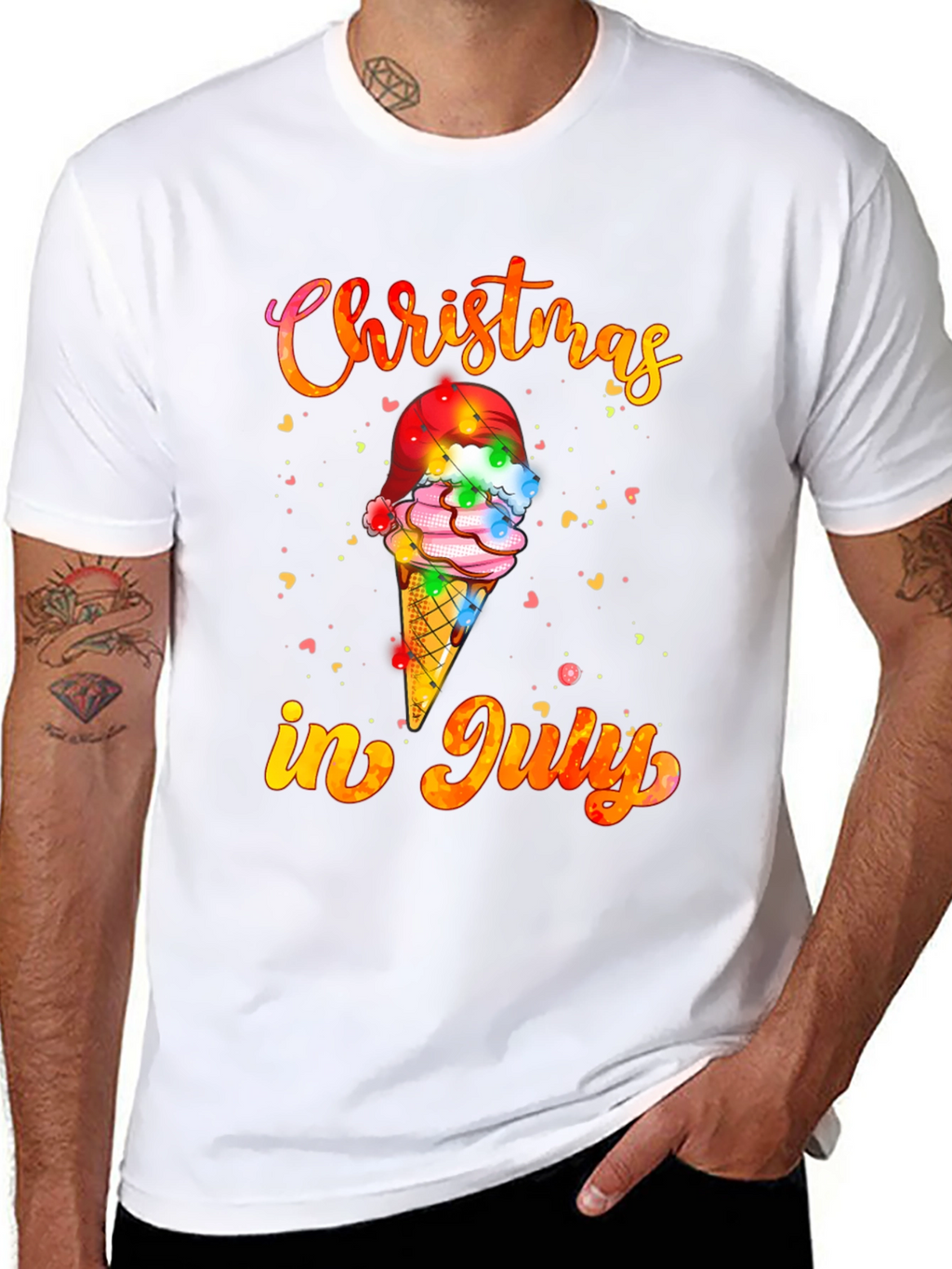 Christmas in July T-Shirt Ice Cream Santa Hat