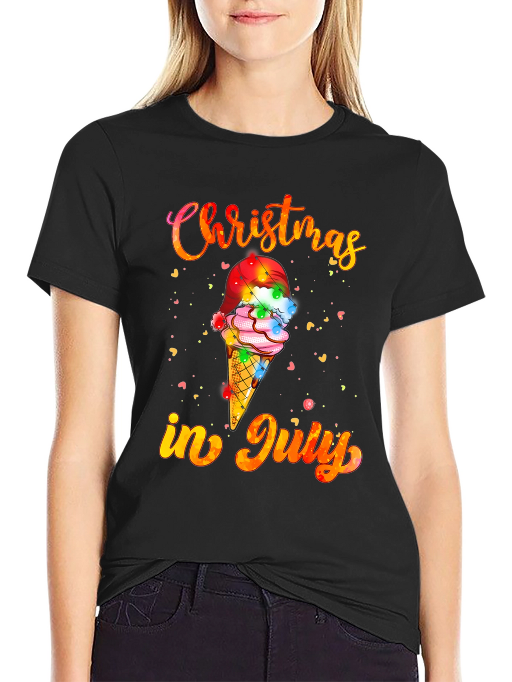 Christmas in July T-Shirt Ice Cream Santa Hat