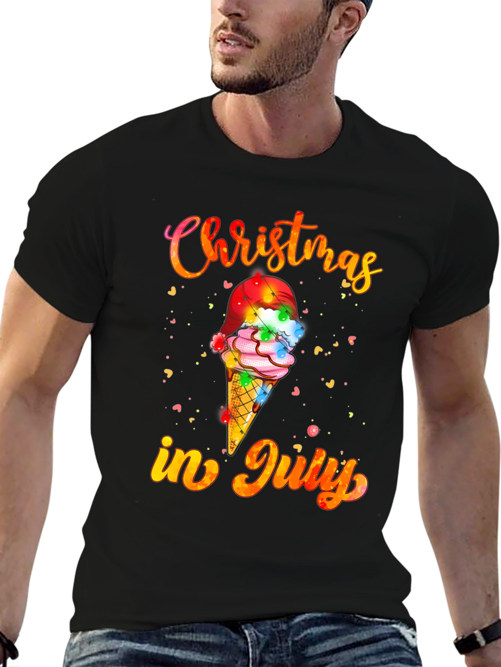 Christmas in July T-Shirt Ice Cream Santa Hat
