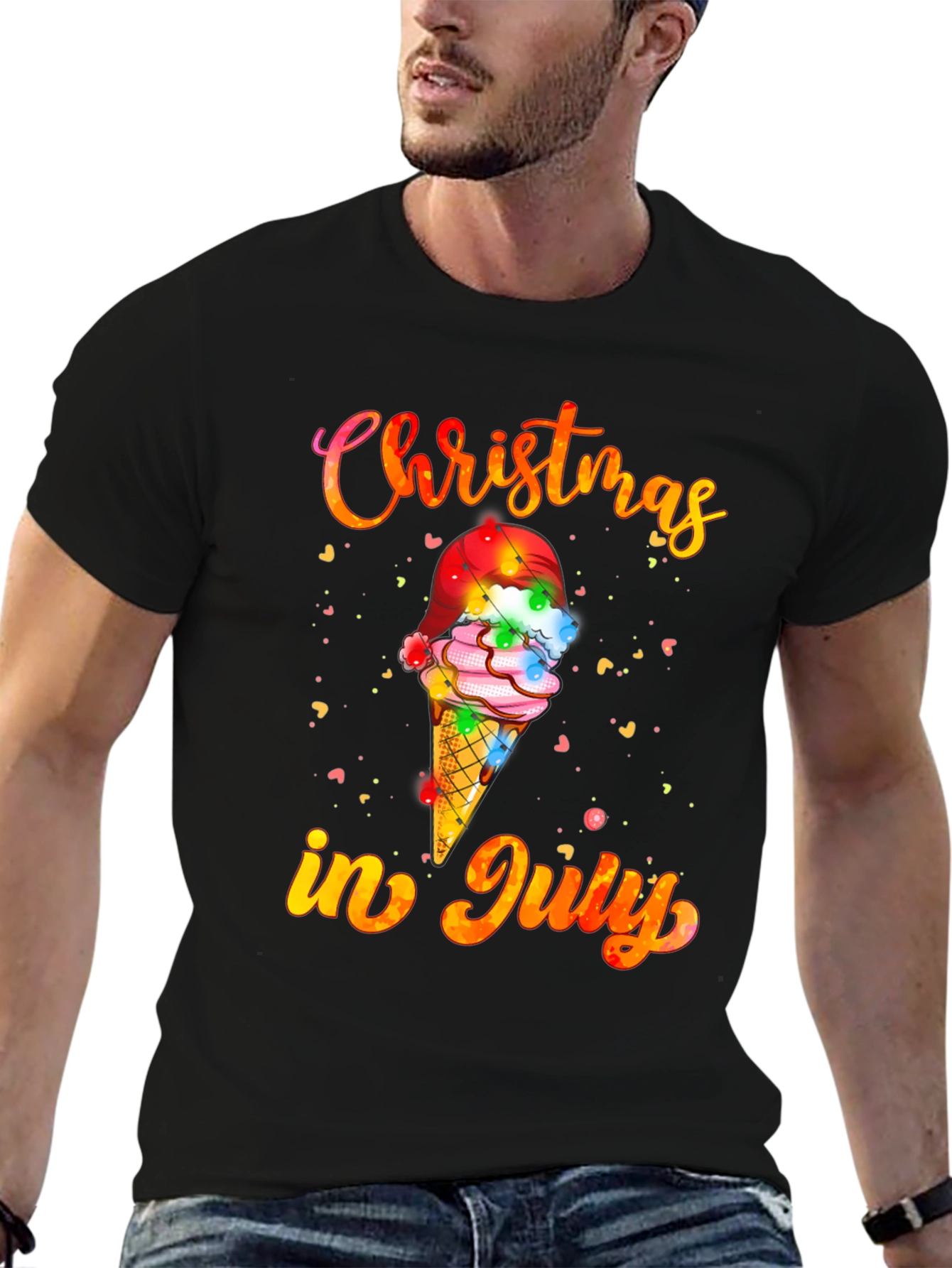 Christmas in July T-Shirt Ice Cream Santa Hat