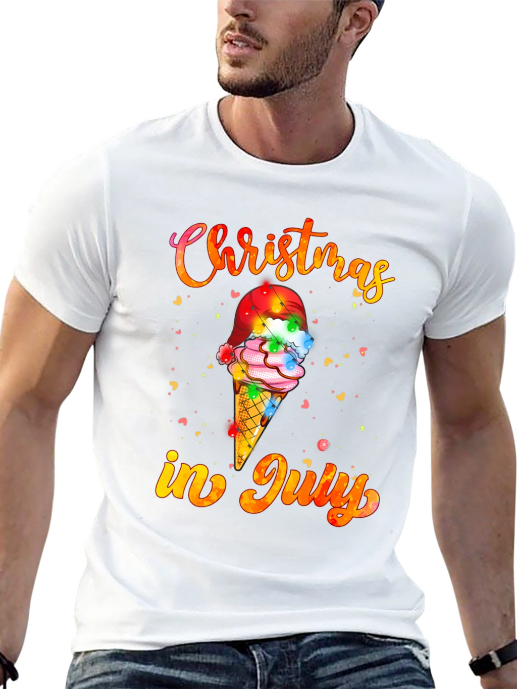 Christmas in July T-Shirt Ice Cream Santa Hat