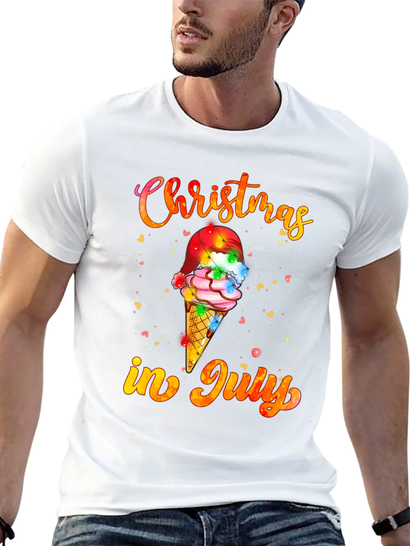 Christmas in July T-Shirt Ice Cream Santa Hat