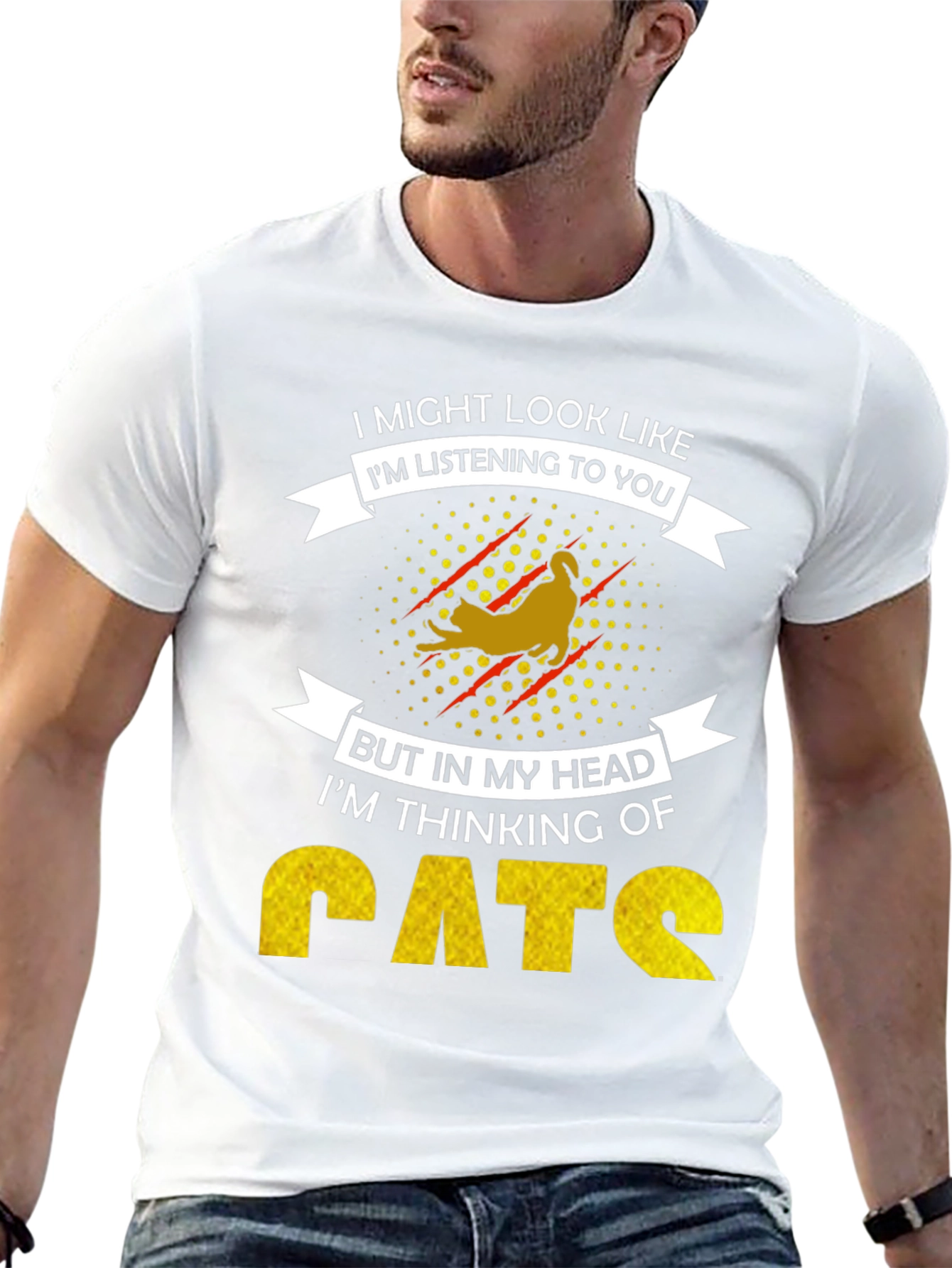 Funny Cat Lover T-Shirt - Im Thinking of Cats