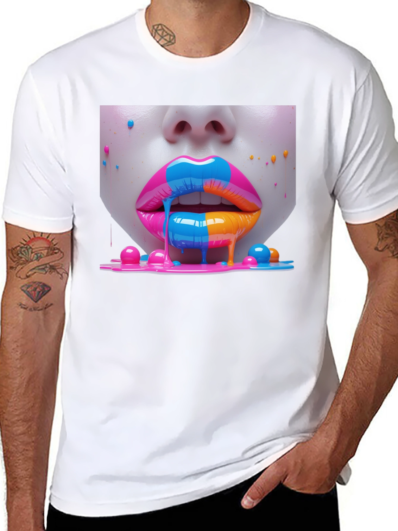 Vibrant Lips Graphic Tee - Unisex Black T-Shirt