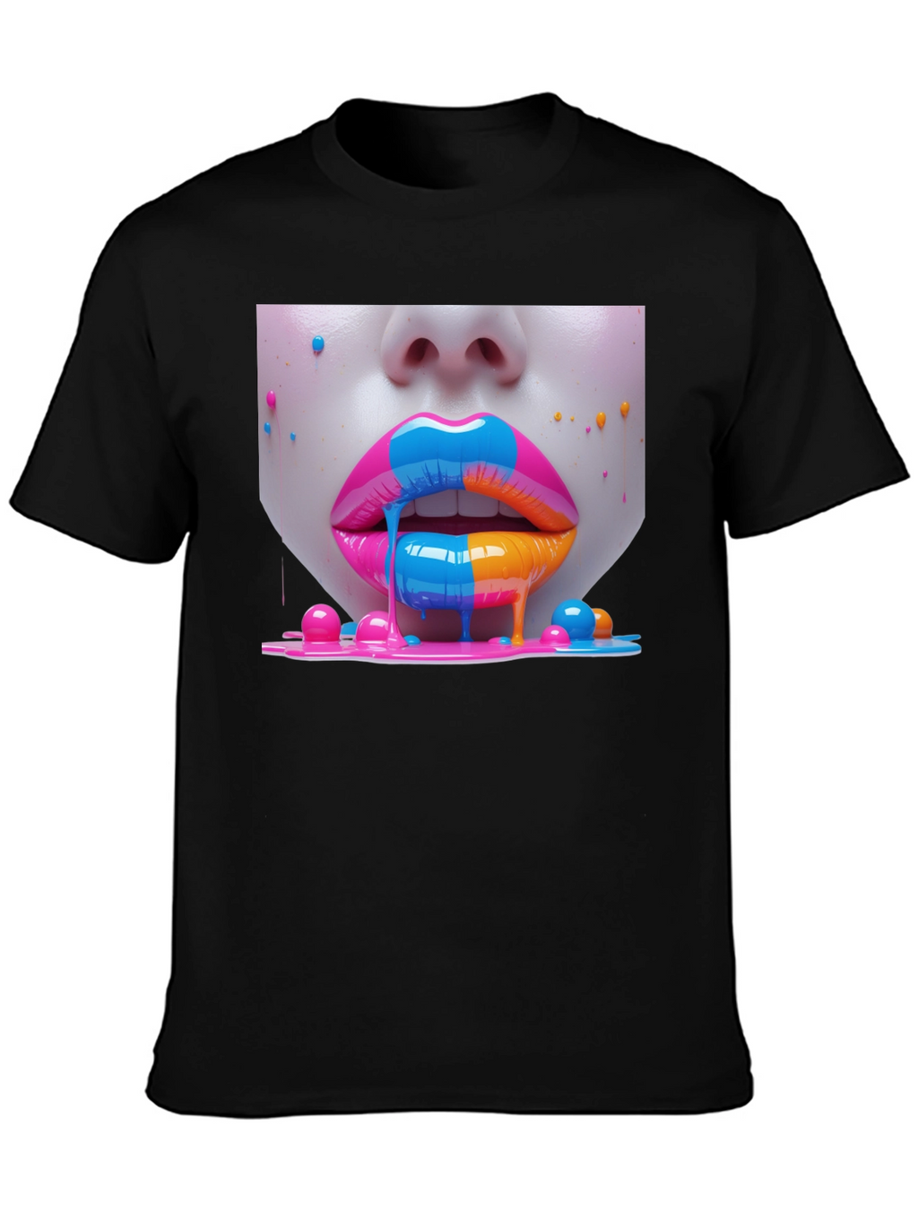 Vibrant Lips Graphic Tee - Unisex Black T-Shirt