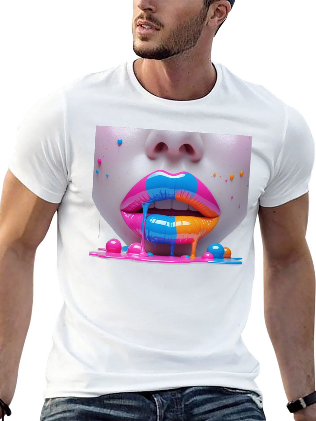 Vibrant Lips Graphic Tee - Unisex Black T-Shirt
