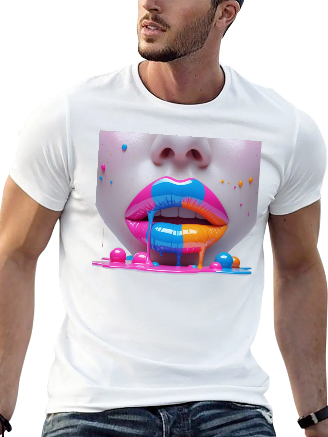Vibrant Lips Graphic Tee - Unisex Black T-Shirt