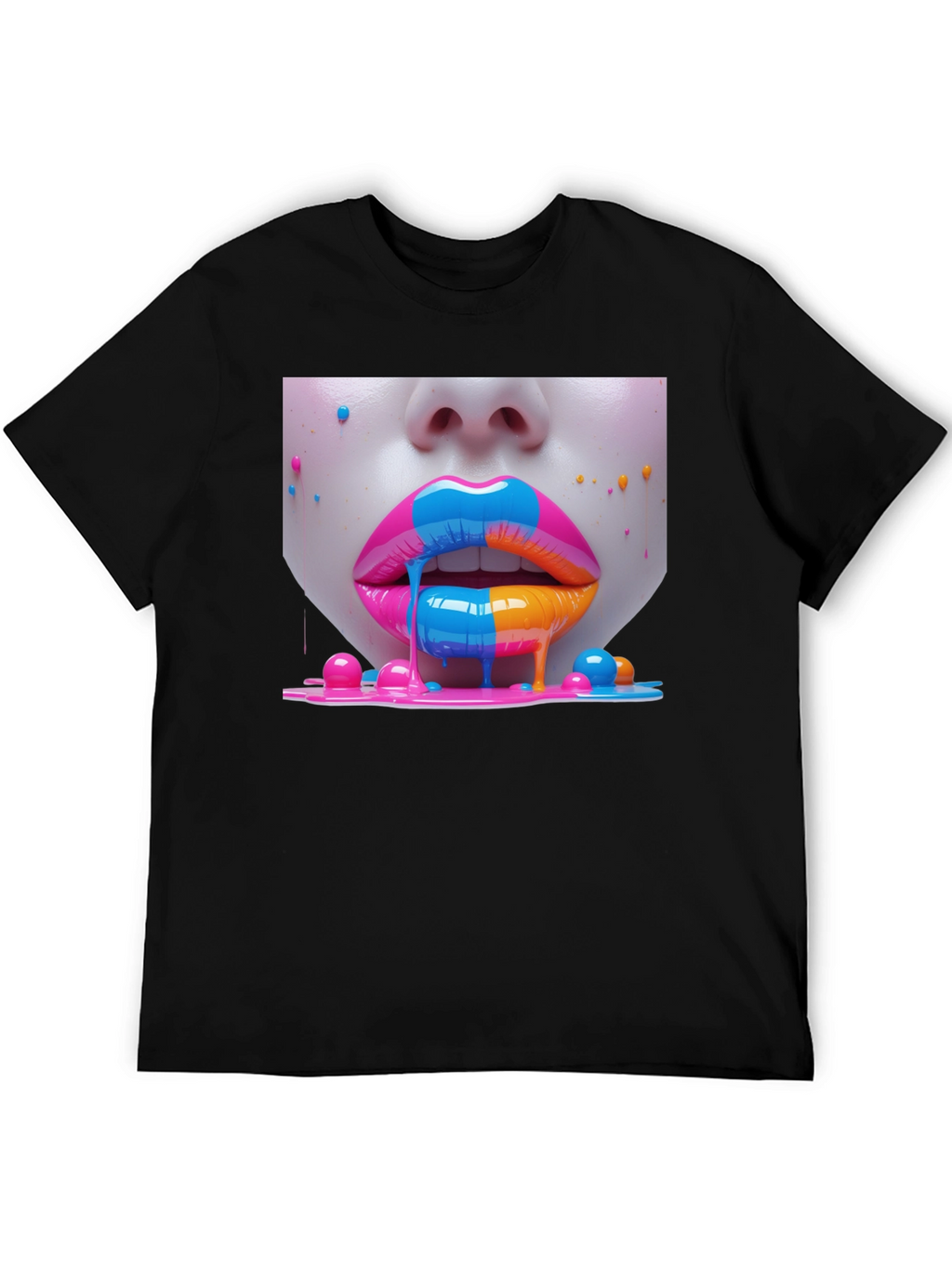 Vibrant Lips Graphic Tee - Unisex Black T-Shirt