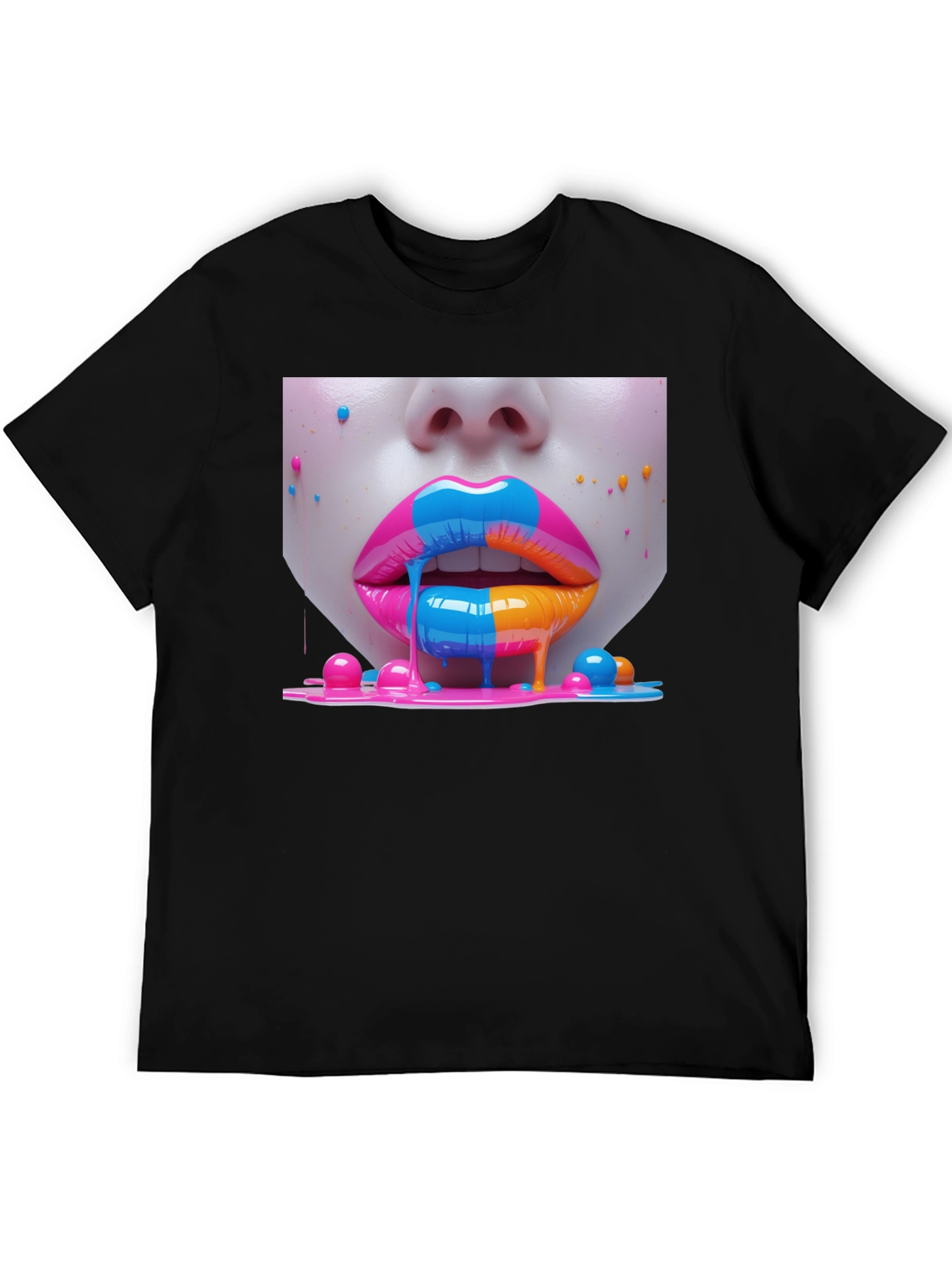 Vibrant Lips Graphic Tee - Unisex Black T-Shirt