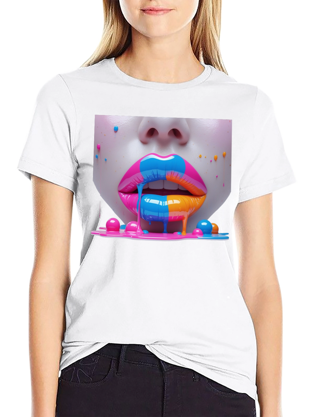 Vibrant Lips Graphic Tee - Unisex Black T-Shirt
