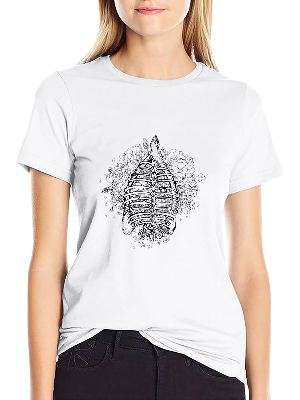 Black Ribcage Graphic Tee - Mens Unique Design