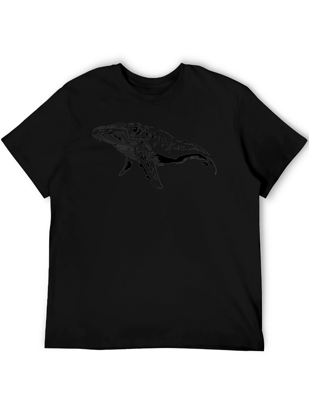 Whale Graphic Black T-Shirt - Classic Crew Neck Tee