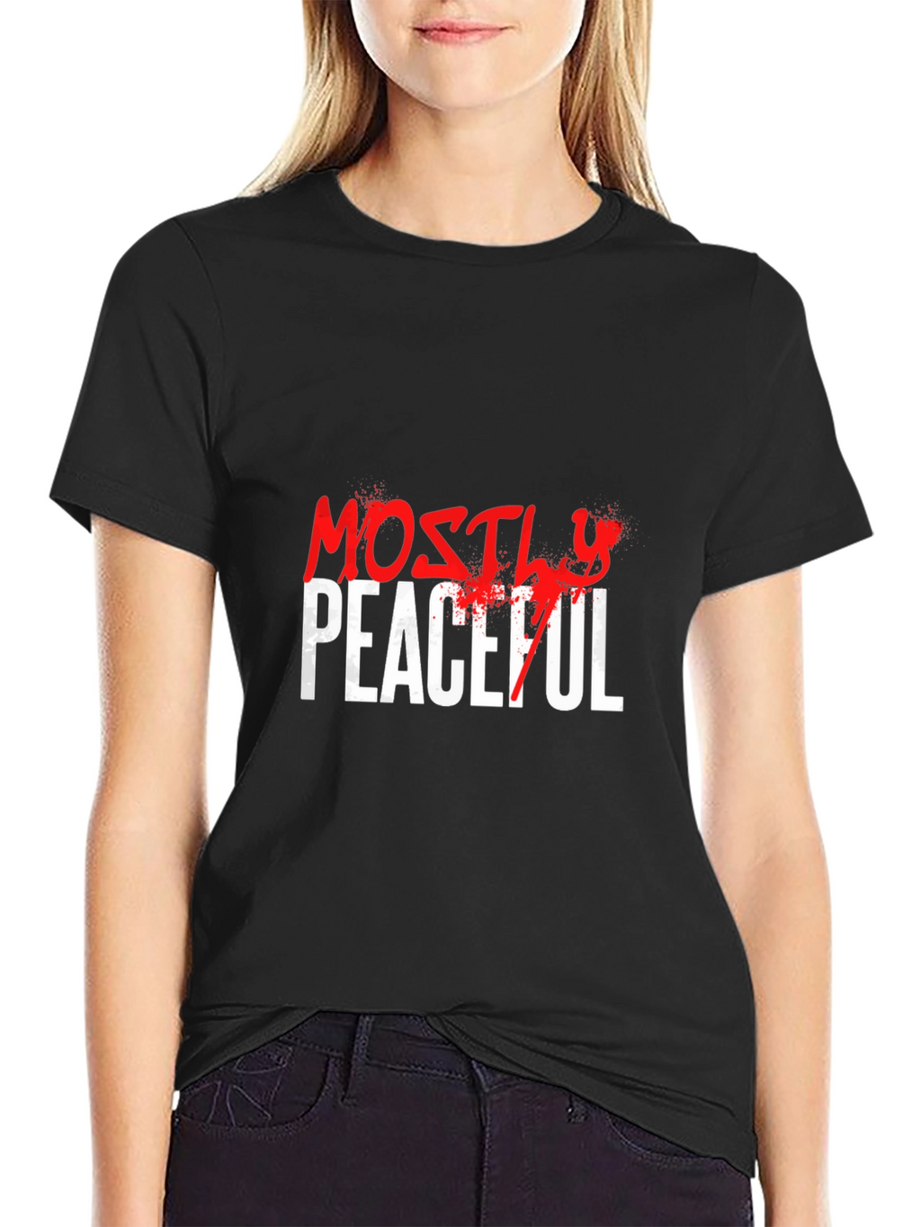 Mostly Peaceful Graphic T-Shirt - Black Casual Tee