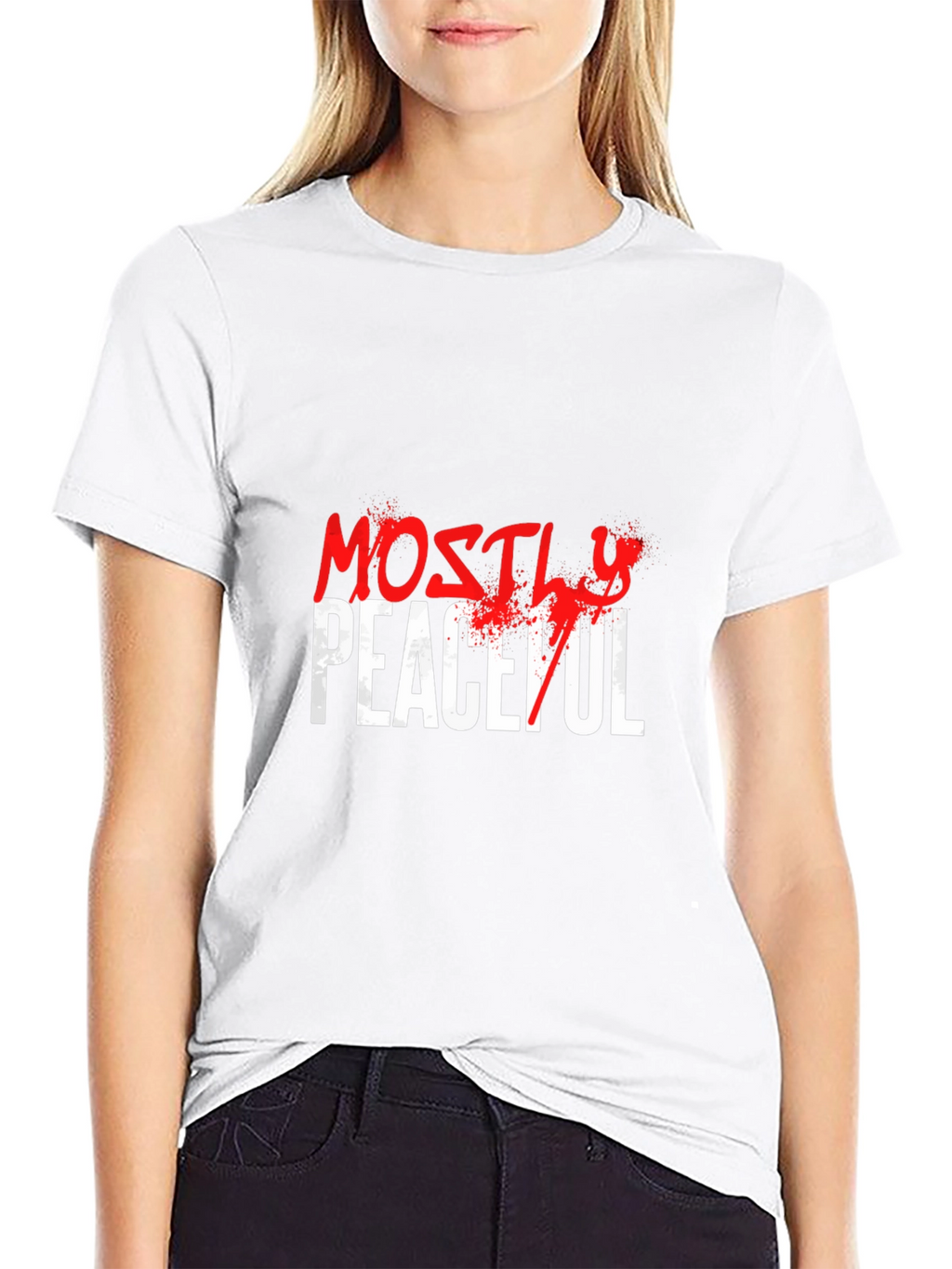 Mostly Peaceful Graphic T-Shirt - Black Casual Tee
