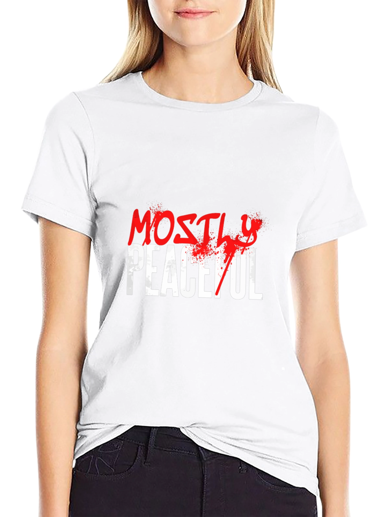 Mostly Peaceful Graphic T-Shirt - Black Casual Tee