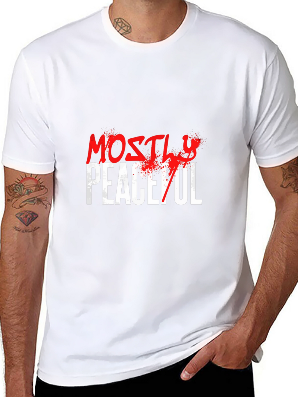 Mostly Peaceful Graphic T-Shirt - Black Casual Tee
