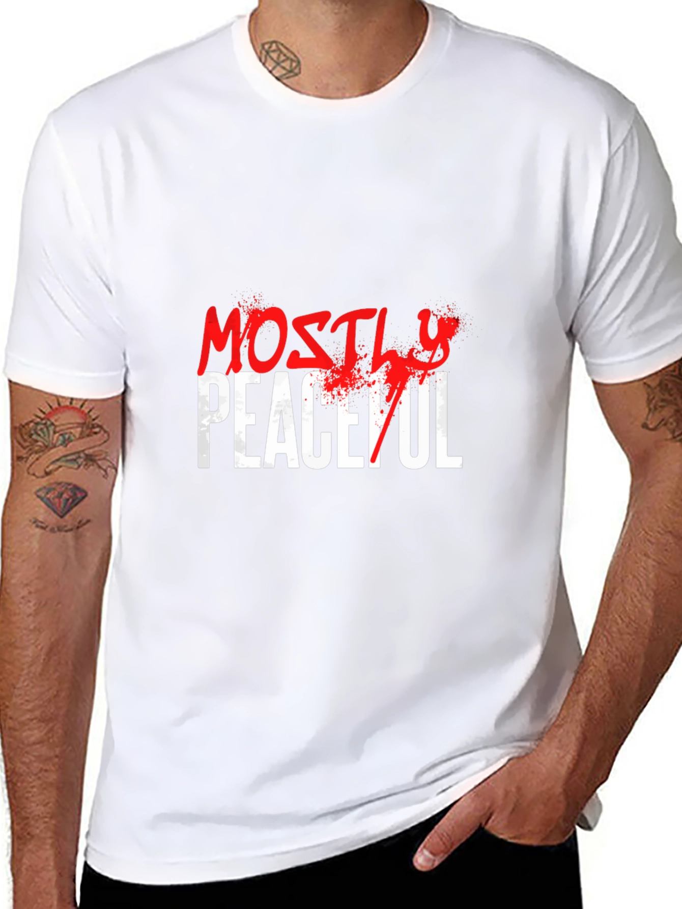 Mostly Peaceful Graphic T-Shirt - Black Casual Tee